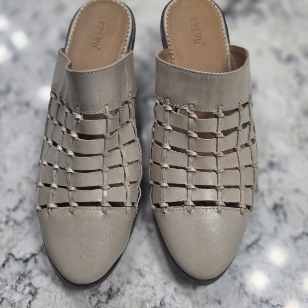Crevo Woven Slip-On Mules in Taupe